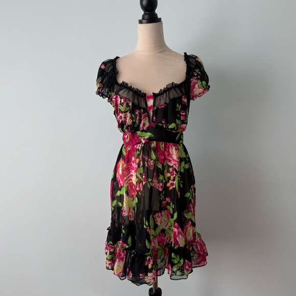 ✨ Betsey Johnson Intimates Sheer Floral Babydoll Lingerie 1X ✨ - Picture 2 of 12